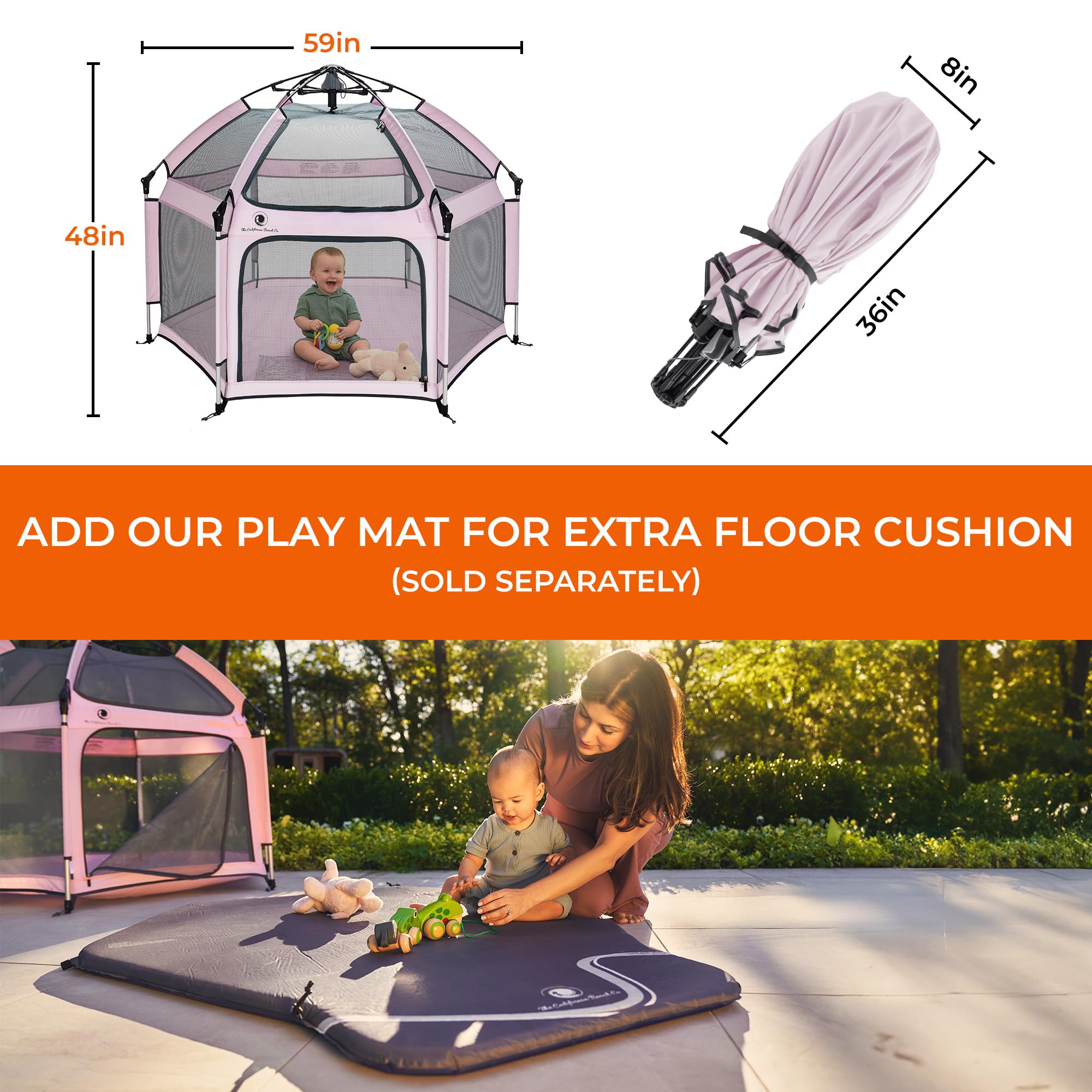 POP 'N GO Playpen Lavender travel bag enables easy transport on trips.