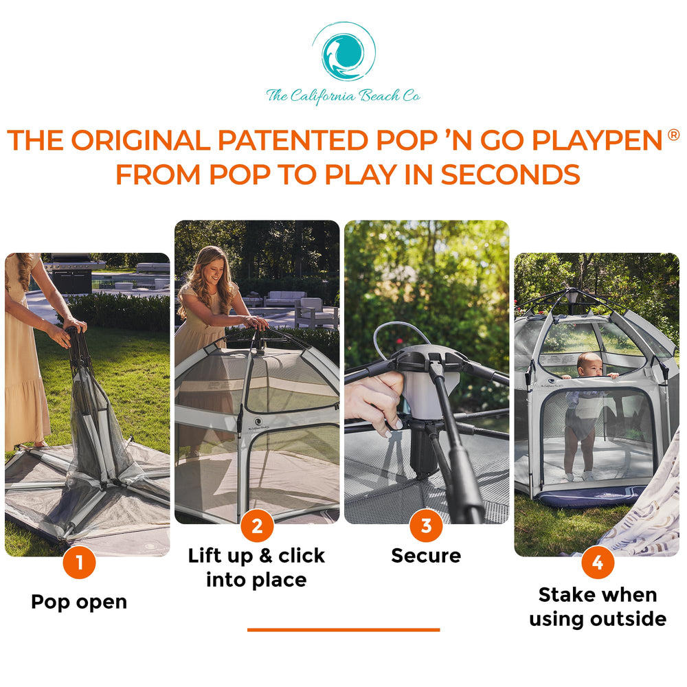 Spacious POP 'N GO PLAYPEN measures 59 by 48 inches for active babies.