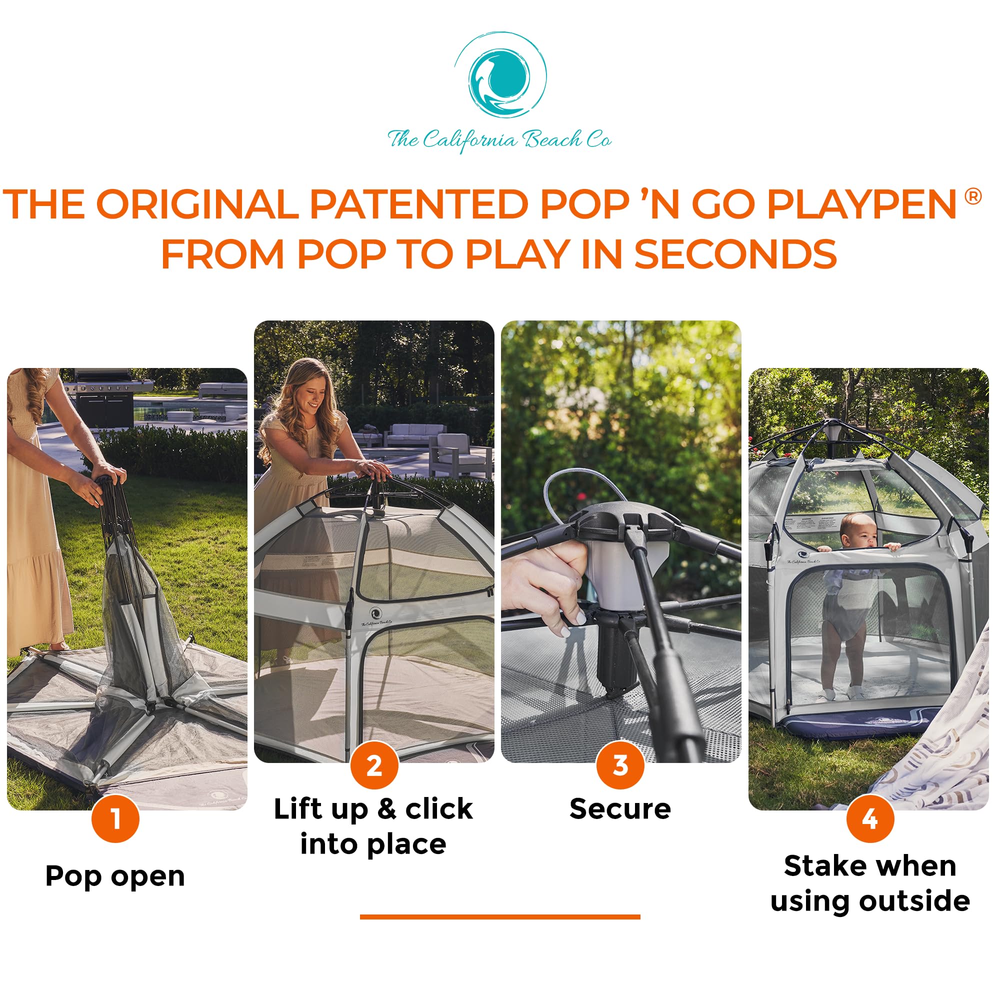POP 'N GO PLAYPEN spacious play area encourages movement and exploration