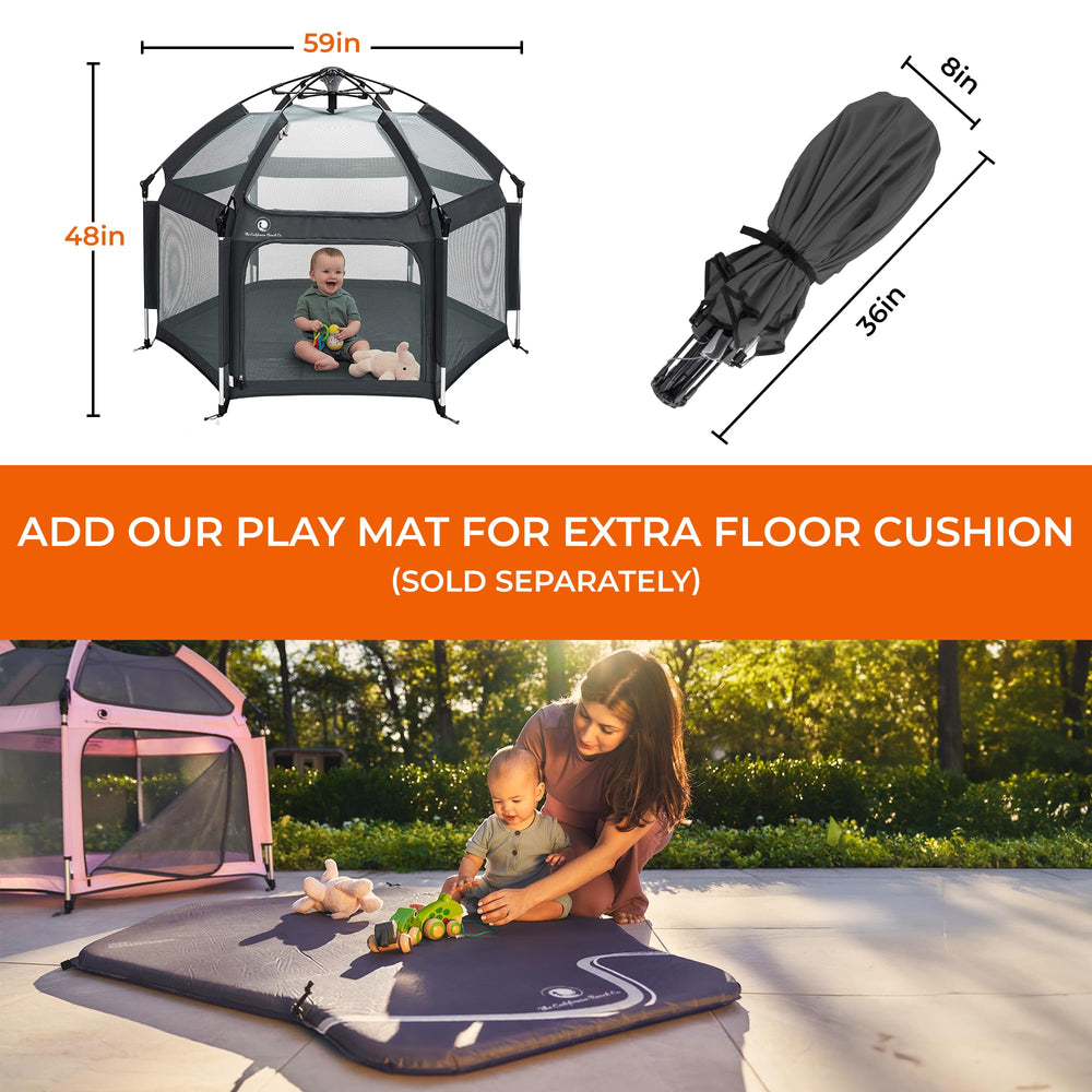 POP 'N GO PLAYPEN travel bag keeps play space portable on trips