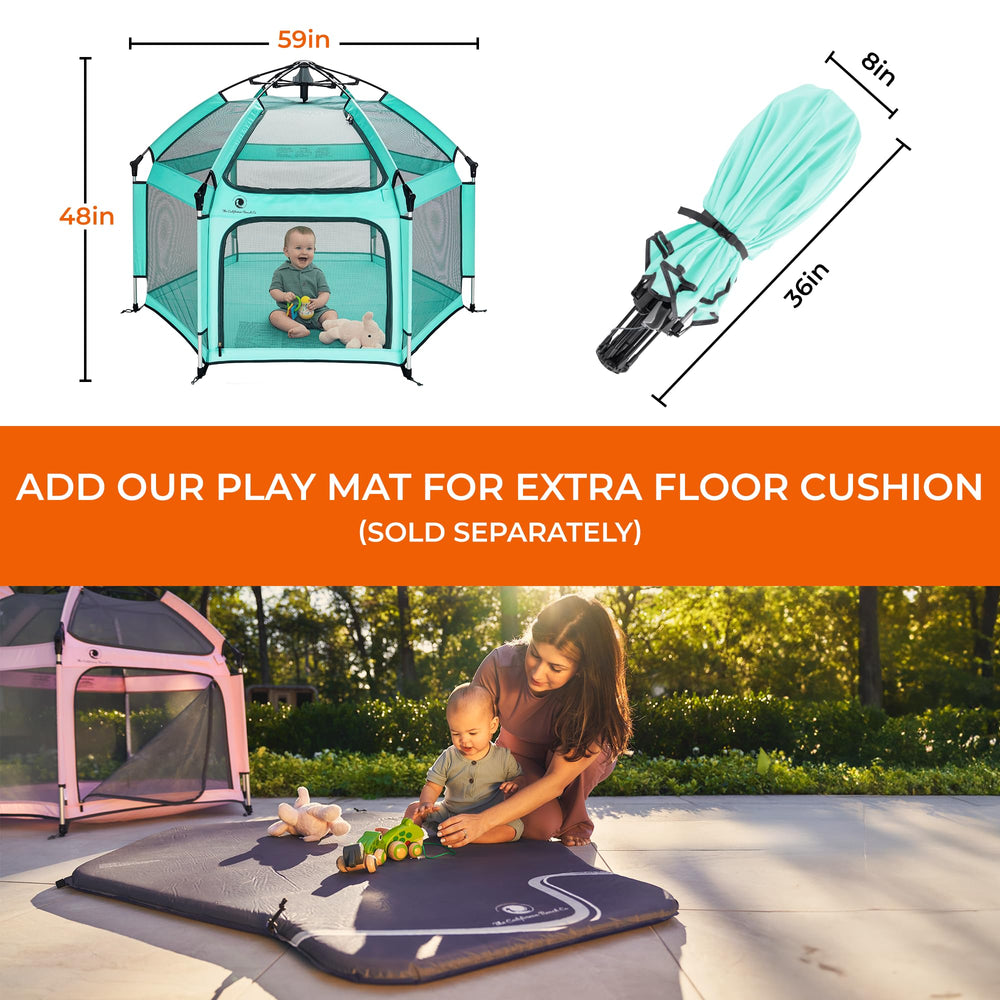 POP 'N GO PLAYPEN travel bag keeps the playpen neatly packed