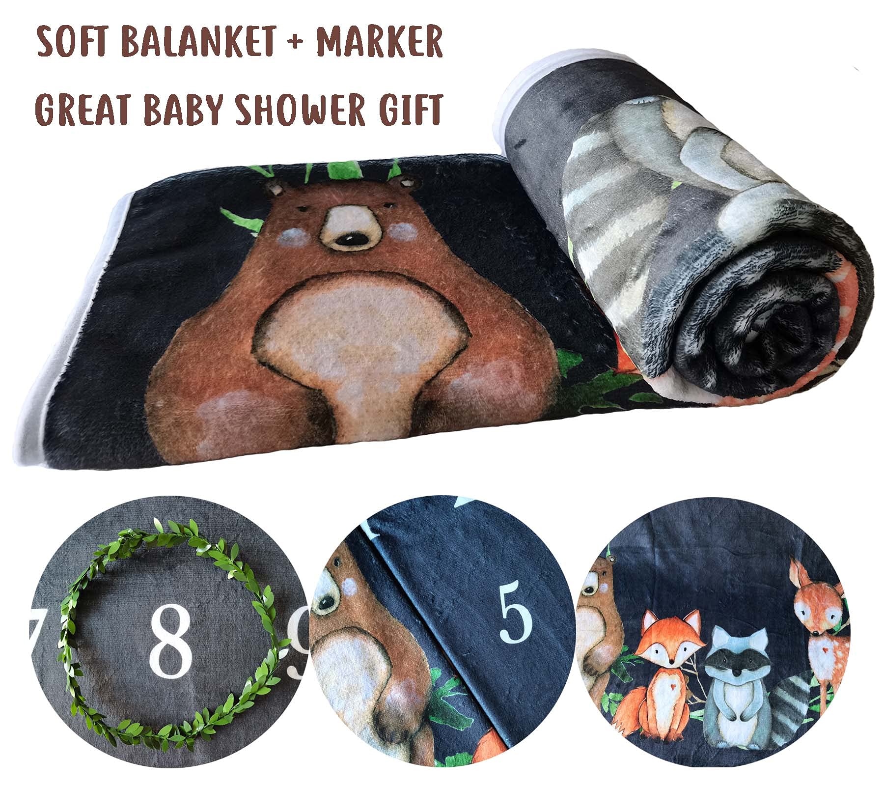 Popfavors woodland blanket soft fleece offers warm, gentle surface during baby photo sessions.
