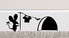 POPIGIST mouse hole wall decal with cartoon mouse, ideal for playful nursery decor