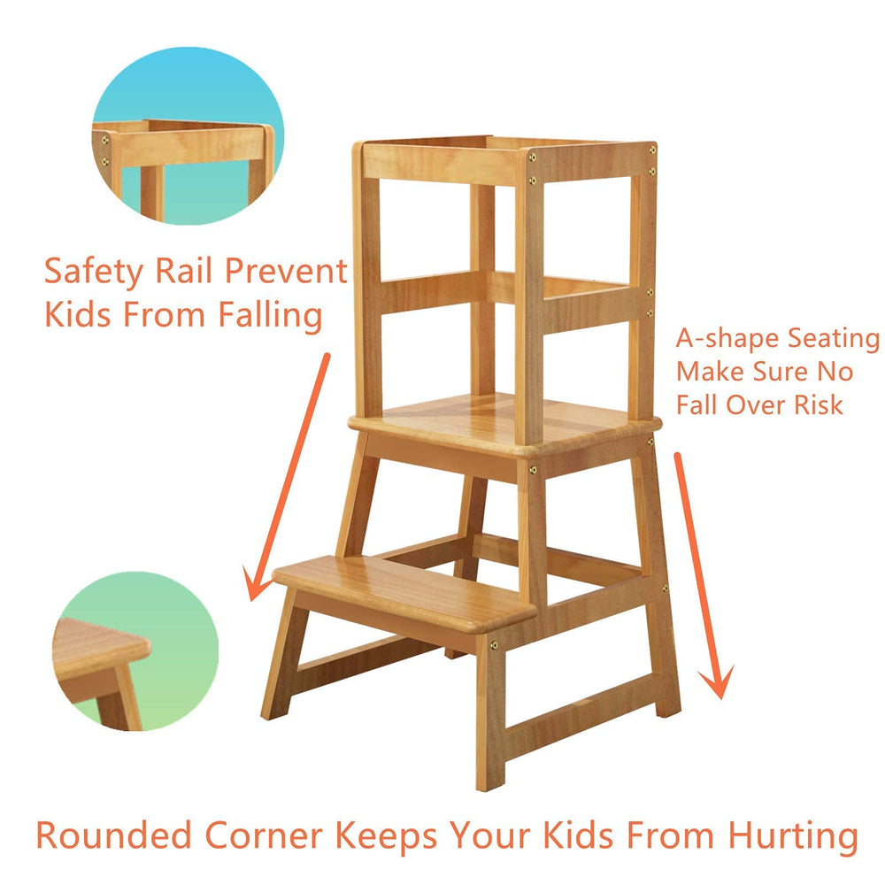 Popin Lover custom-made kid stool fits ages 18m-3y for counter use.