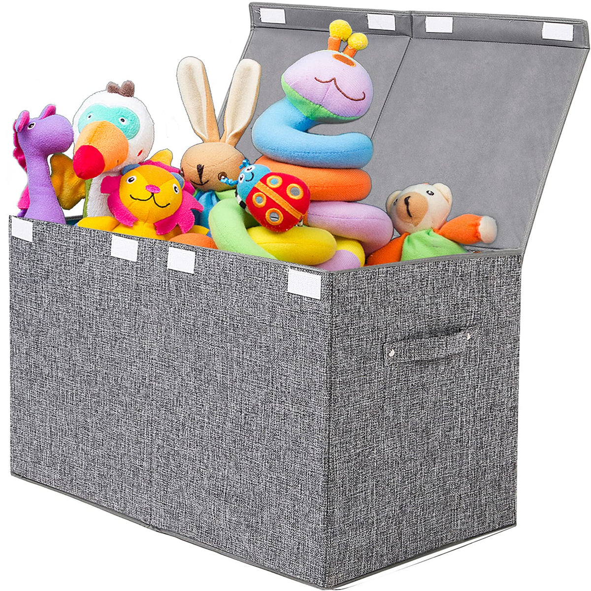 Popoly large toy box with lid for tidy toy storage and hidden contents