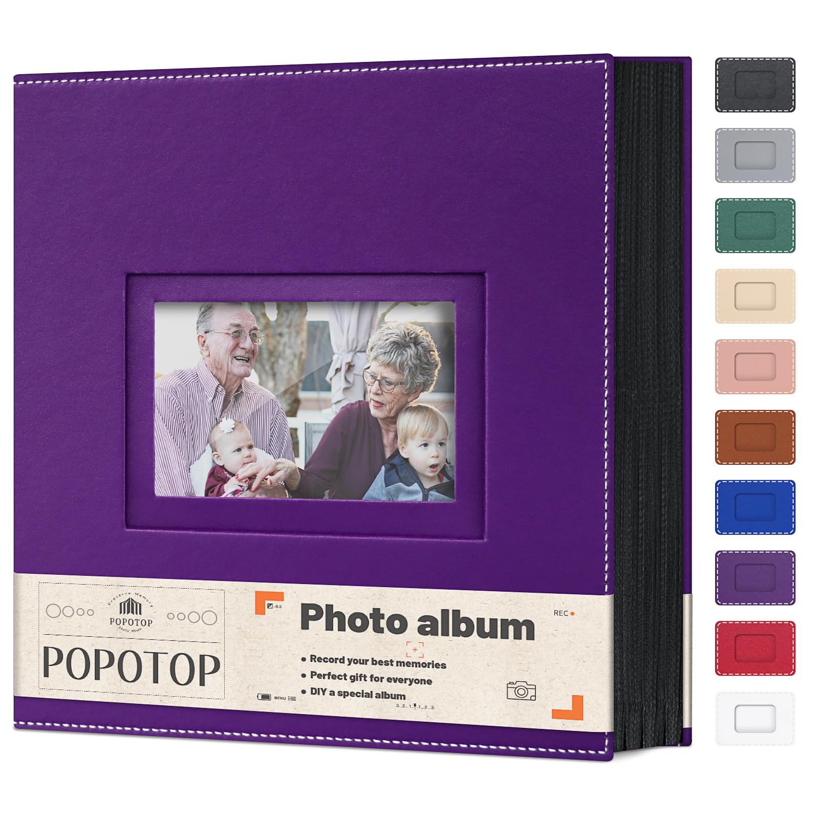 Popotop photo album front cover with vegan leather durability protects memories.