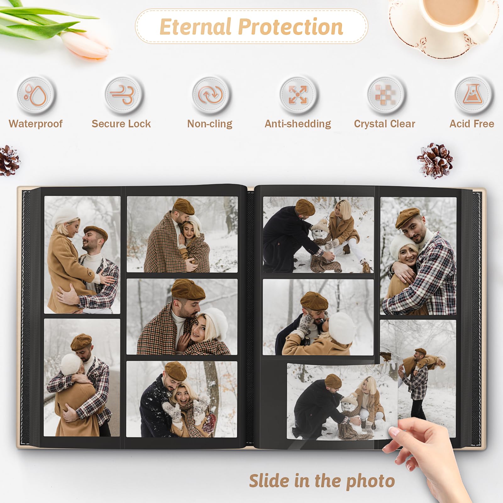 Popotop photo album front window display showcases favorites while protecting them from moisture.