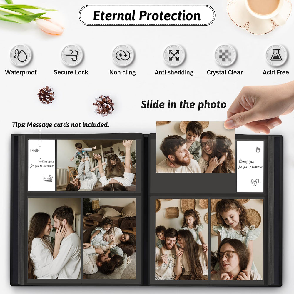 Popotop inner pages with 100 pockets neatly organize photos.