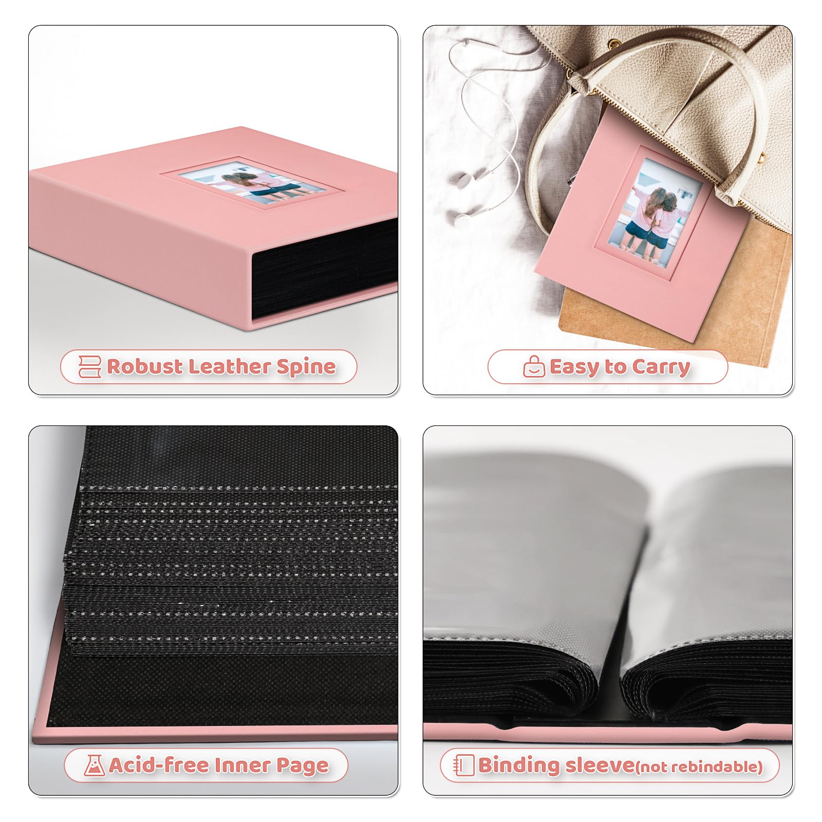 Popotop photo album inner pages with 100 pockets keep memories organized.