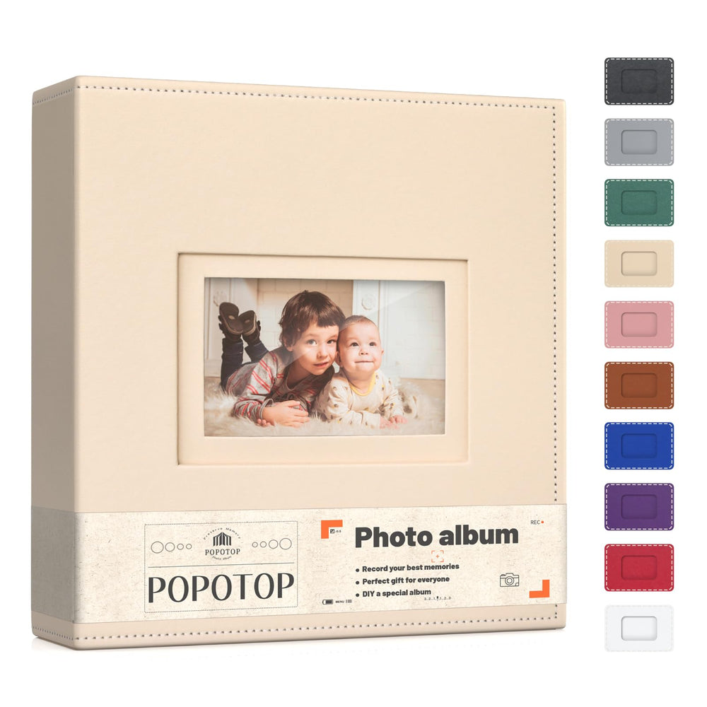 Popotop photo album leather cover close-up showing durable photo protection