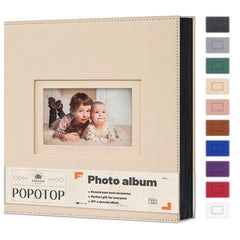 Popotop photo album leather cover closeup highlighting durable vegan material.