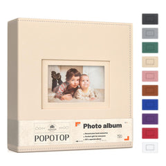 Popotop photo album leather cover close-up showing durable photo protection