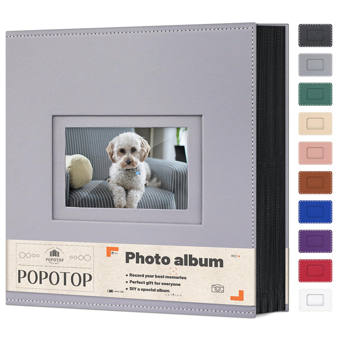 Popotop photo album leather hardcover close-up showing durable protection for photos