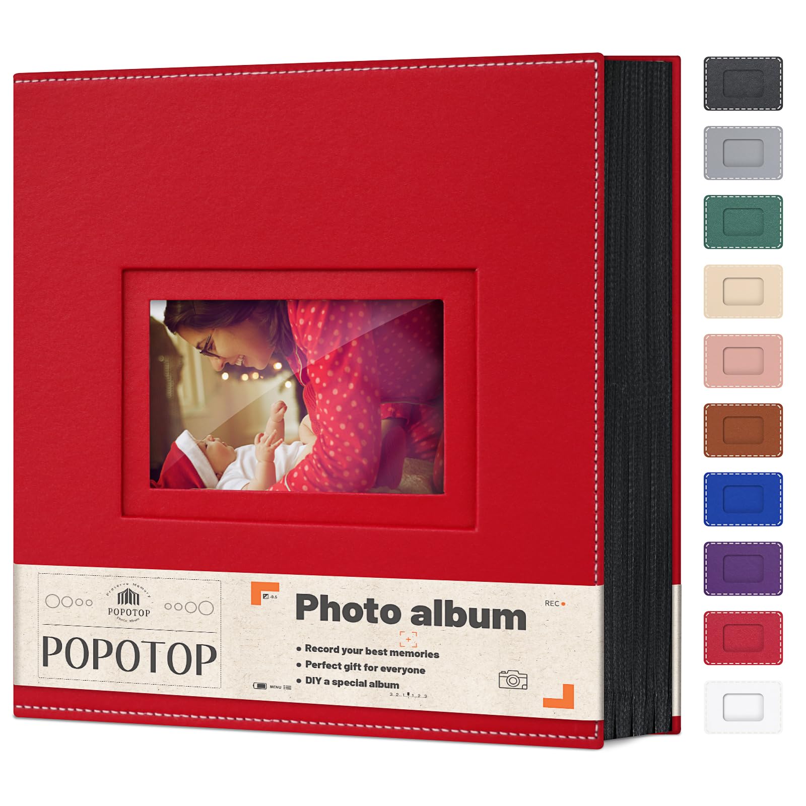 Popotop photo album leather hardcover front cover for durable memory storage