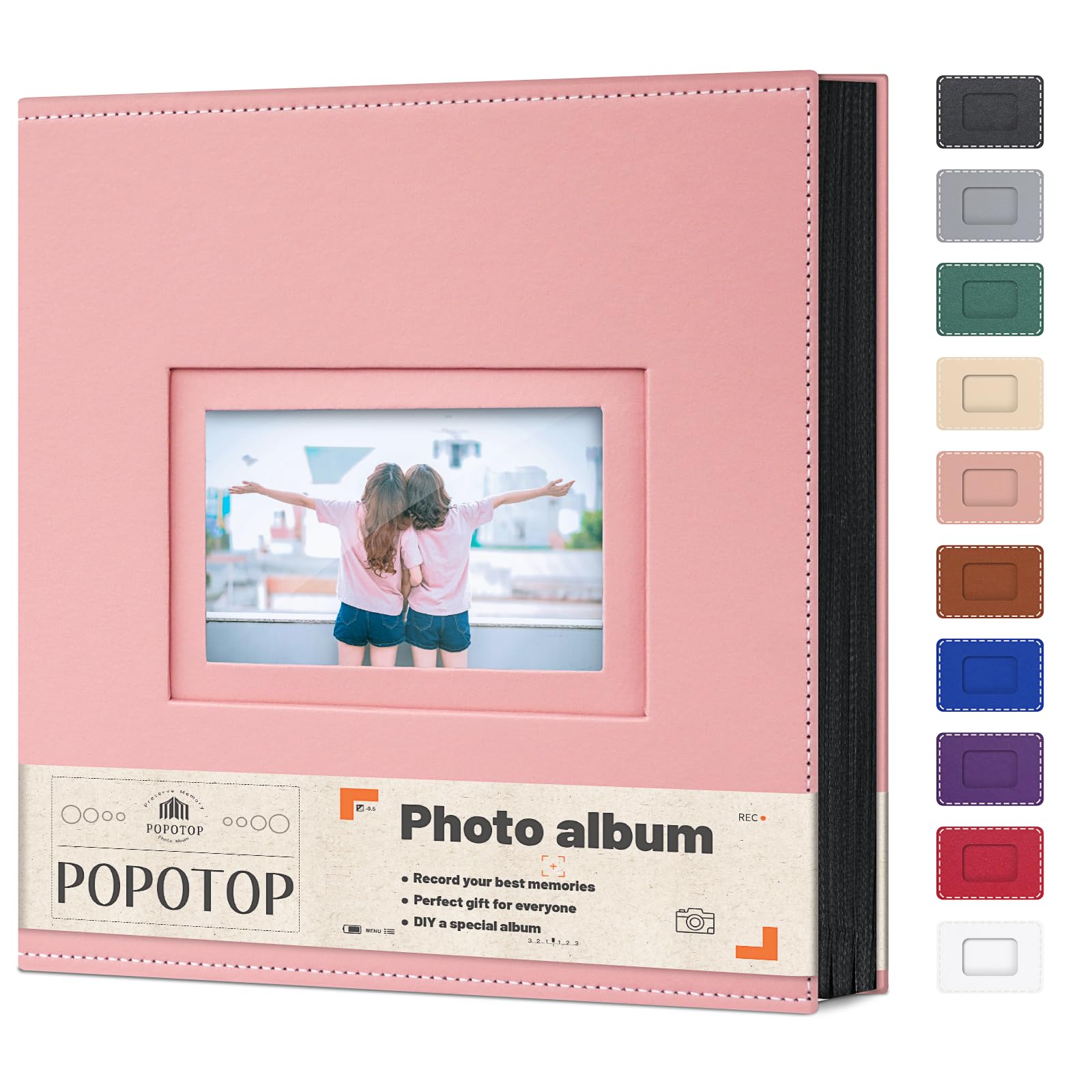 Popotop leather hardcover album protects memories with durable, aging-resistant binding.