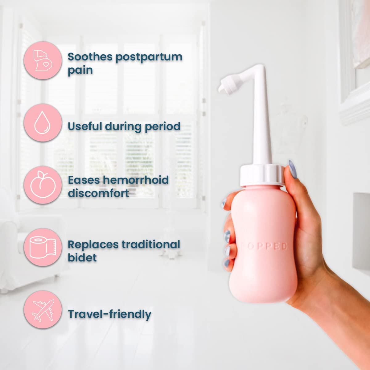 POPPED Peri bottle angled spout for targeted spray