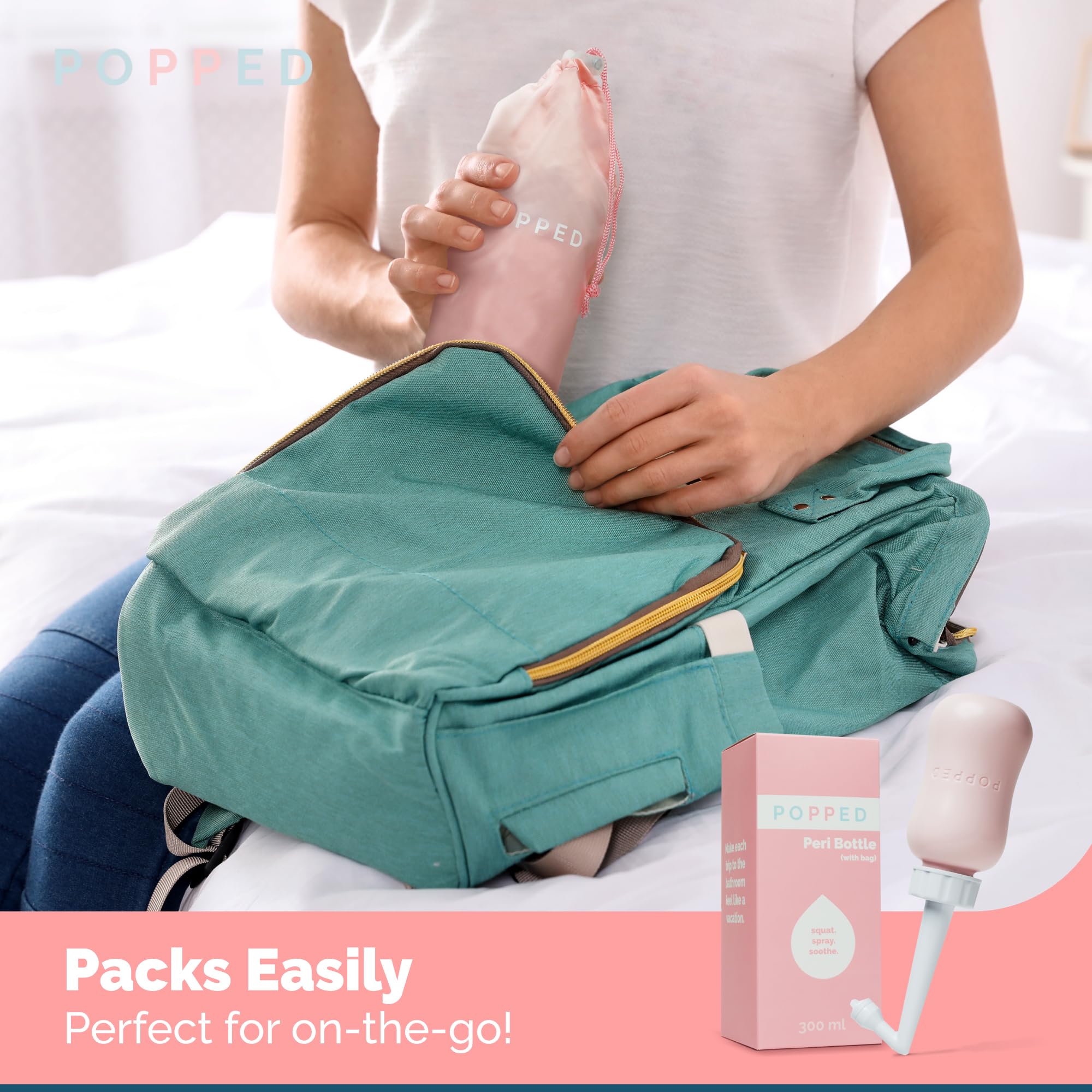 POPPED Peri bottle demonstrates multipurpose hygiene use