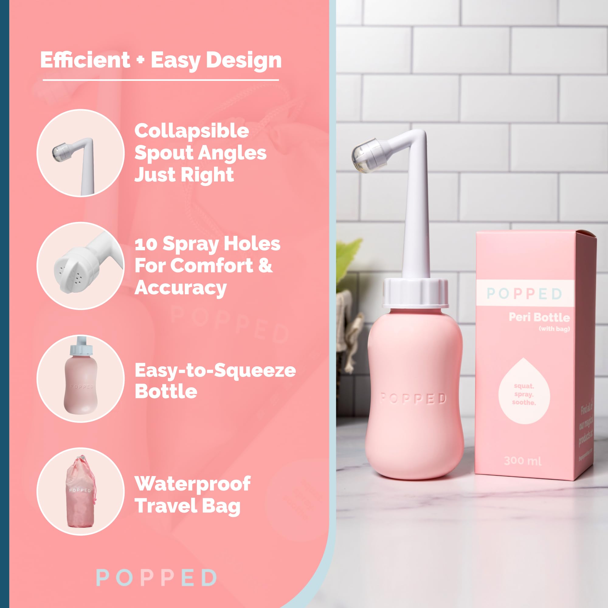 POPPED Peri bottle used for warm-water postpartum cleansing