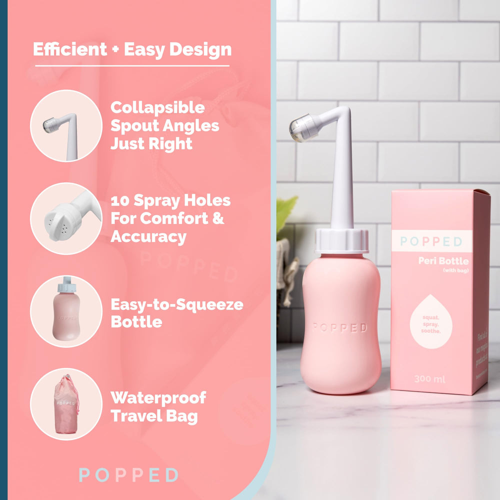 POPPED Peri bottle used for warm-water postpartum cleansing
