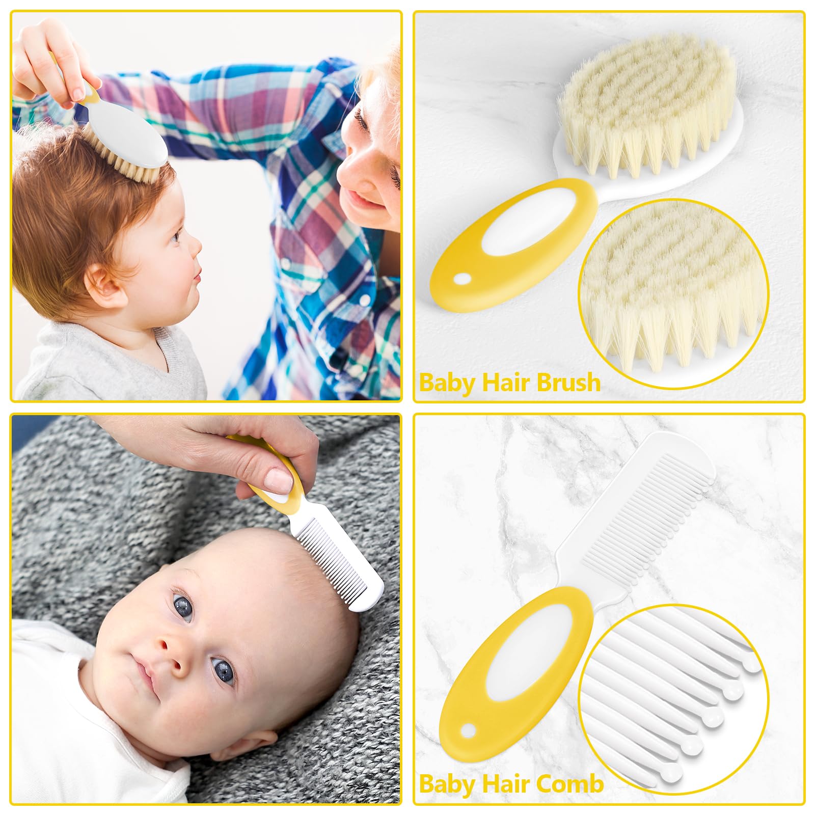 POPYJAN hair brush and comb for gentle detangling of newborn hair.