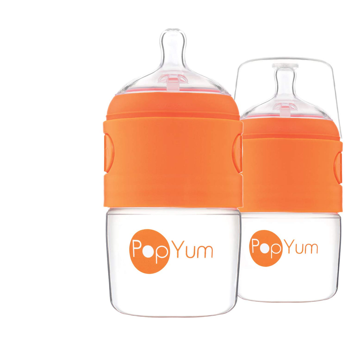 PopYum 5oz orange bottle with comfortable grip for easy feeding