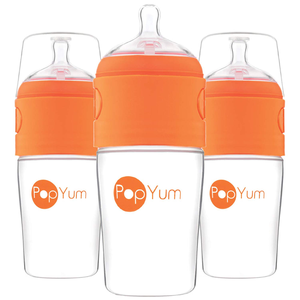 PopYum 9oz bottles in a 3-pack ready for quick prep and feeding