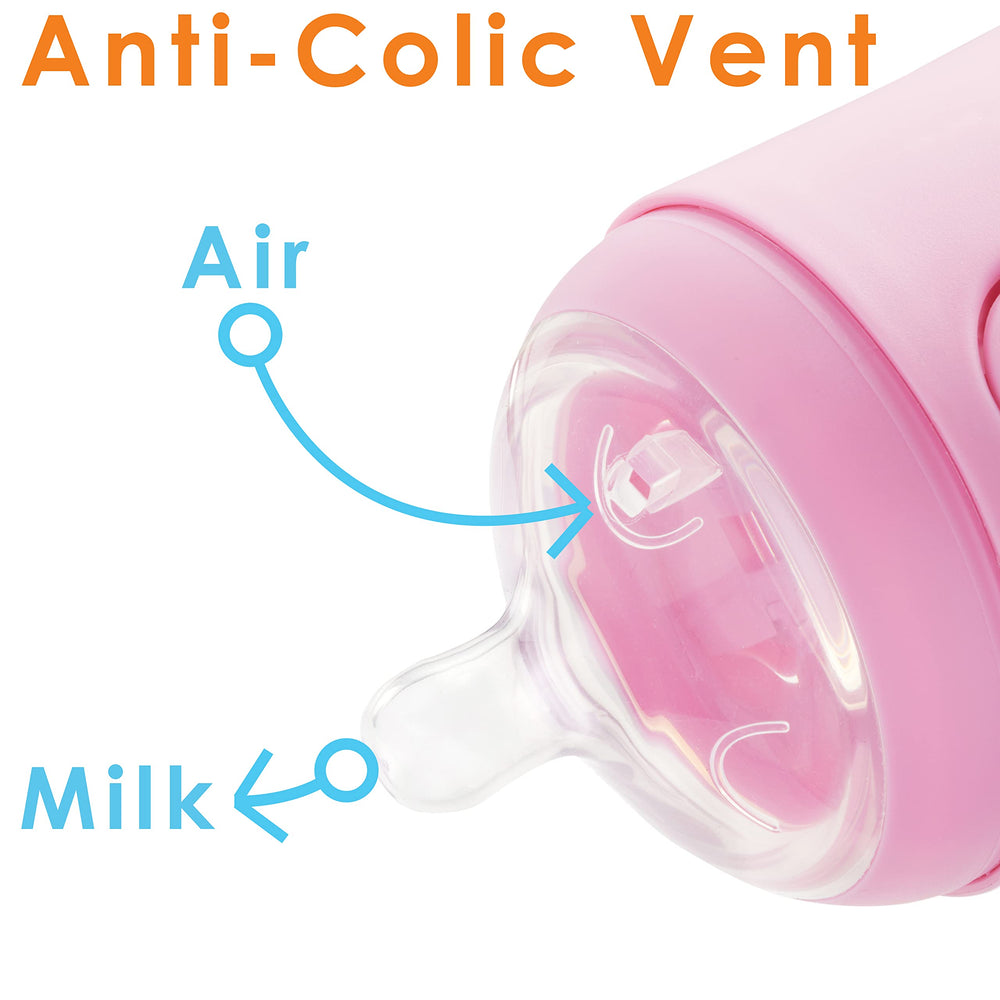 PopYum anti-colic nipple minimizes air exposure during feeds.