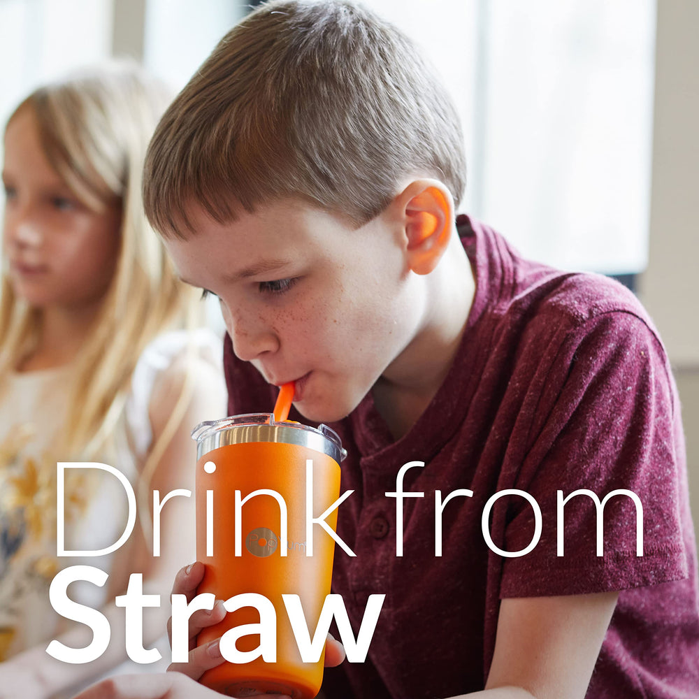 PopYum blue cup with lid and straw for kids