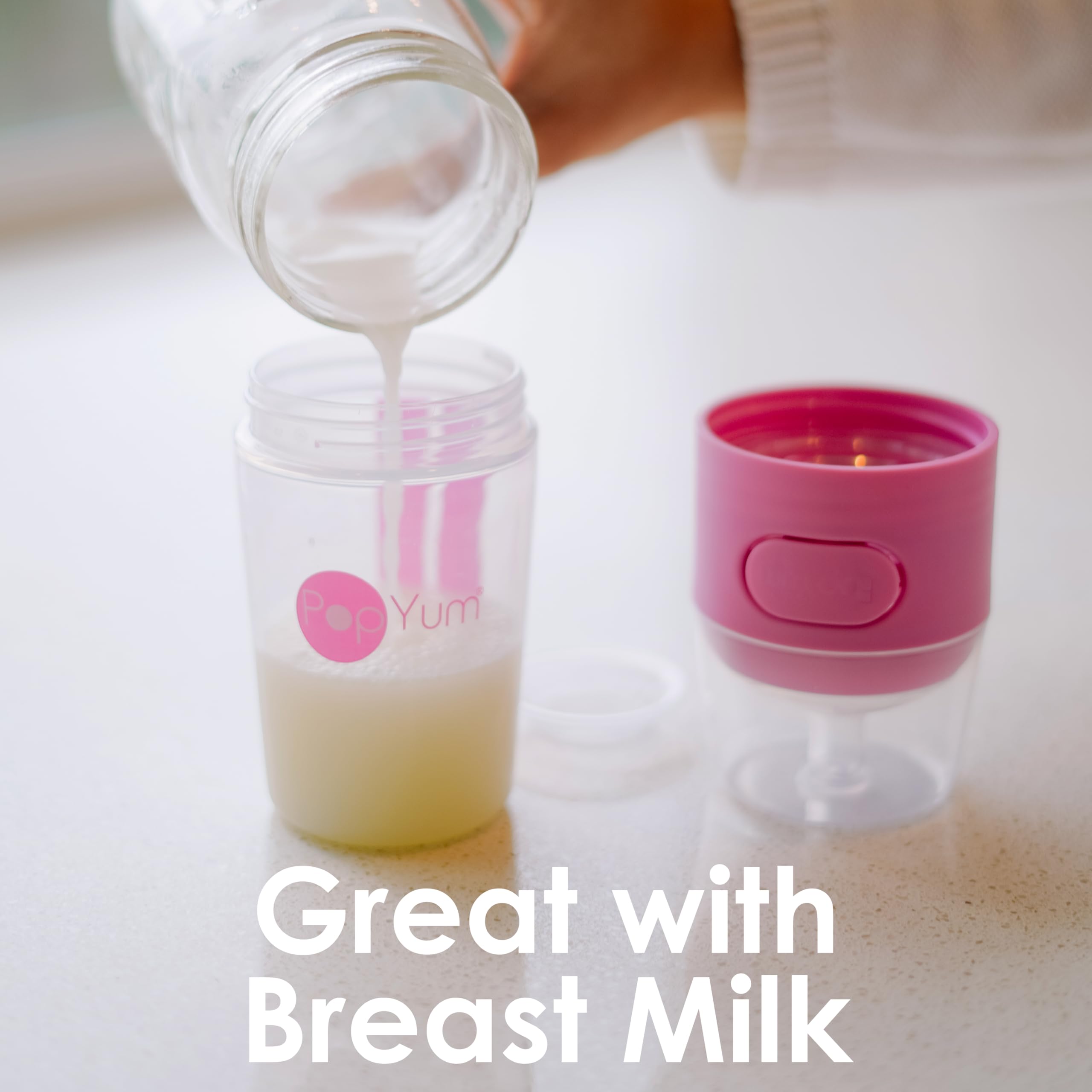 PopYum breast-milk isolation design keeps milk clean until feeding.