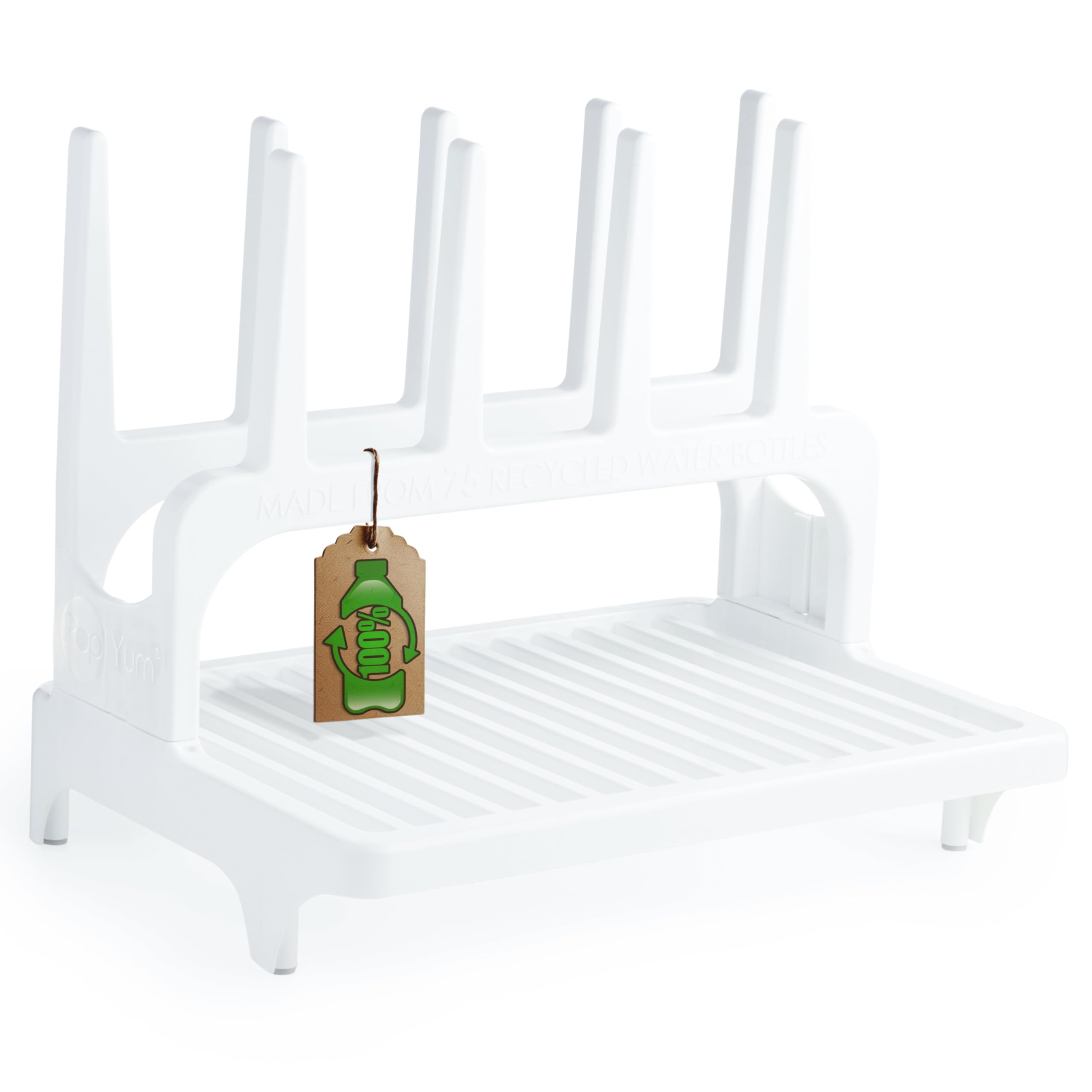 PopYum Glacier White drying rack space-saving design for compact countertops.