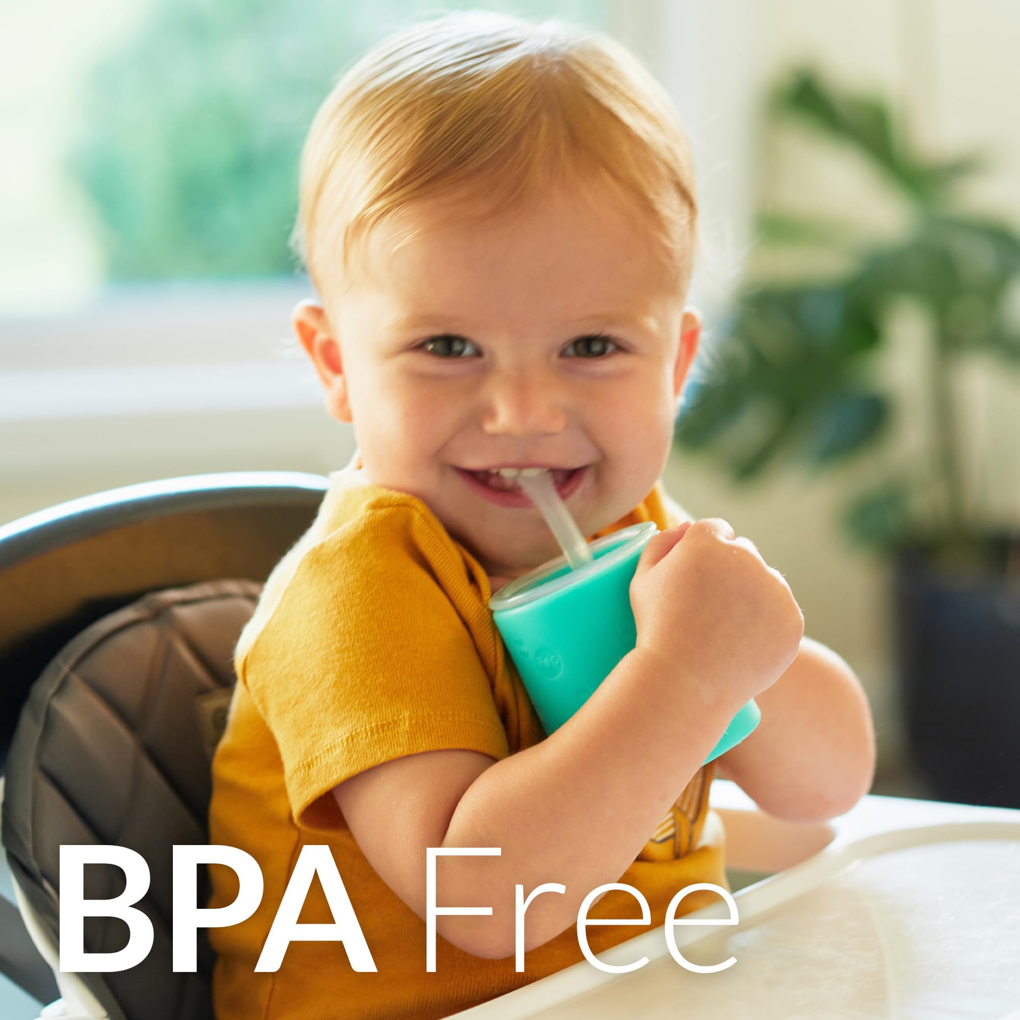PopYum pink cup without handles supports independent sipping on the go.