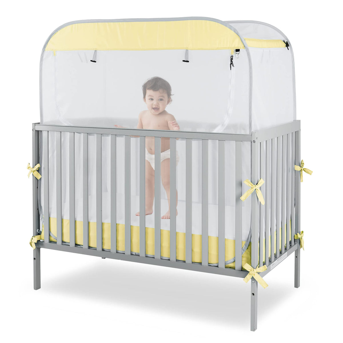 Porayhut crib net with breathable mesh keeps baby safe indoors.