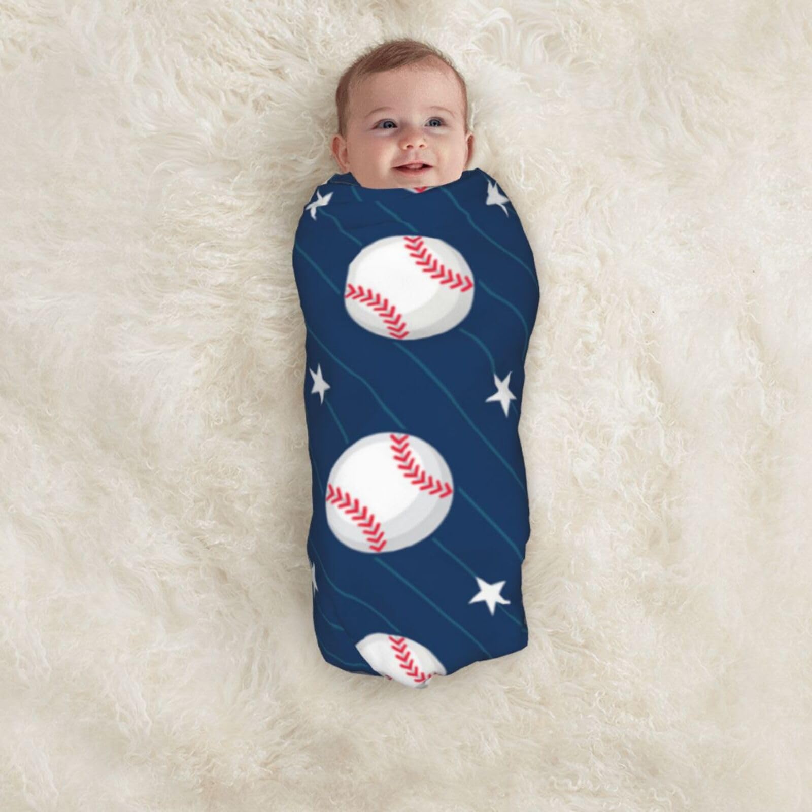 Poream baseball blue baby blanket ideal for tummy time and naps.