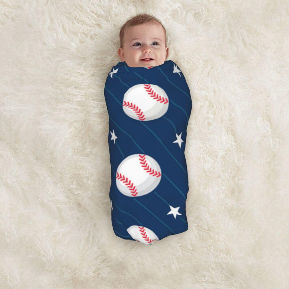 Poream baseball blue baby blanket ideal for tummy time and naps.