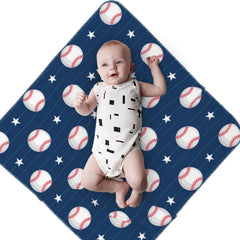 Poream baseball blue soft fabric close-up highlights breathable, cozy texture.