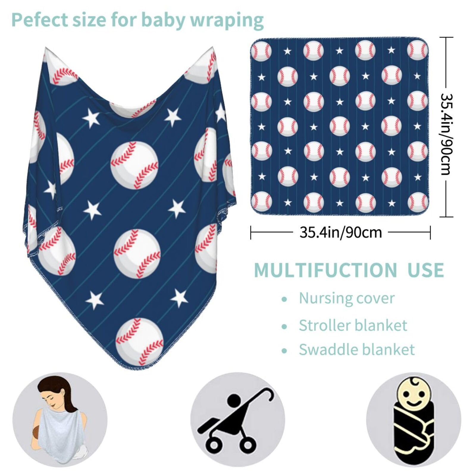 Poream baseball blue stroller cover offers sun protection on walks.