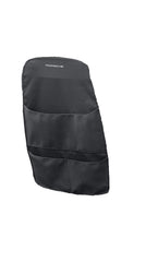 Porsche backseat protector with magnet clip attaching to seat edge for easy setup