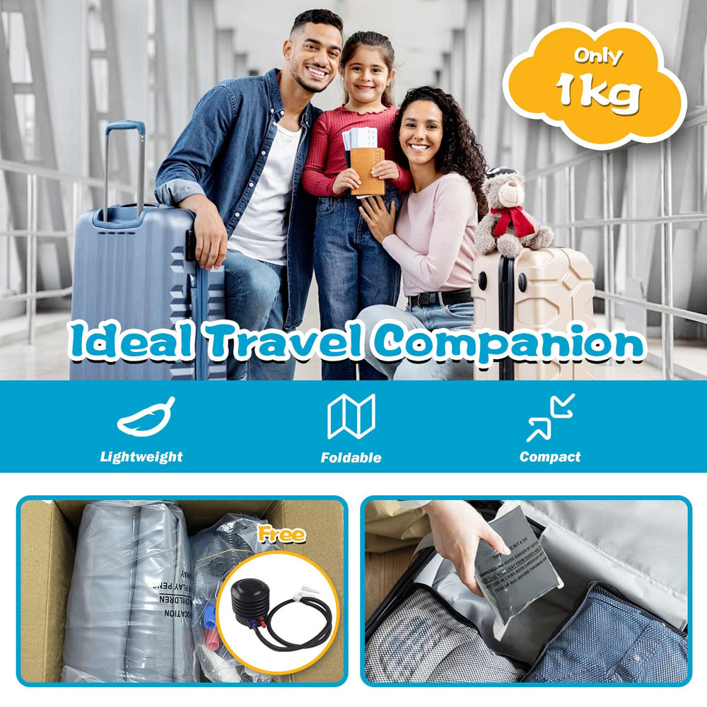 Compact, travel-ready rails fold away after deflation.