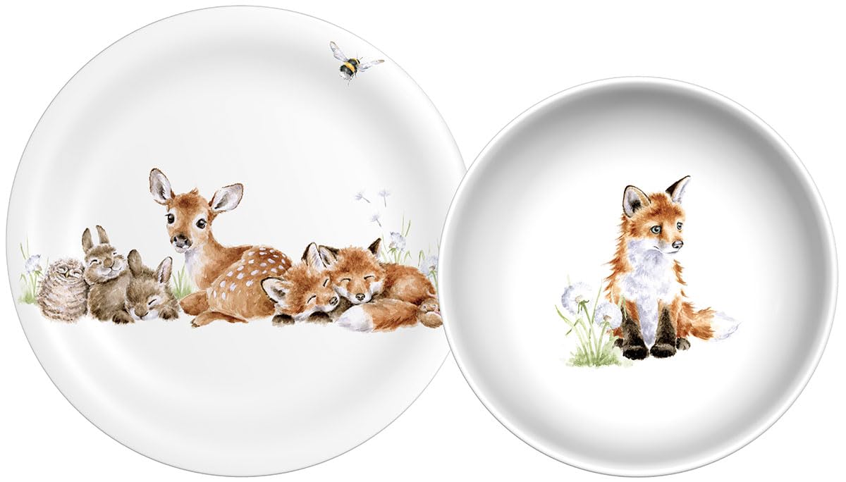 Portmeirion Wrendale Little Wren plate close-up shows durable melamine for everyday use.