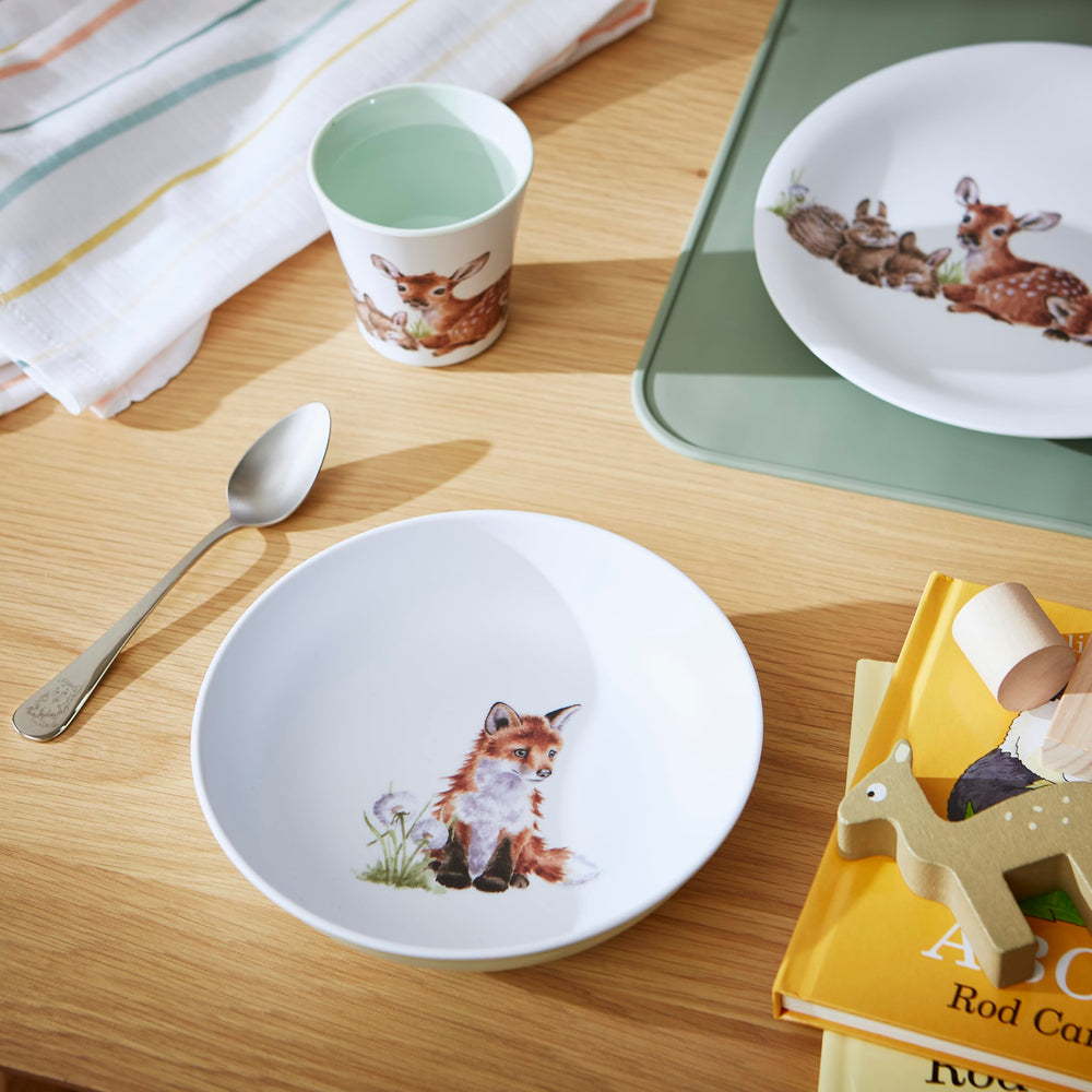 Portmeirion Wrendale Little Wren set shown on dining table for family meals.