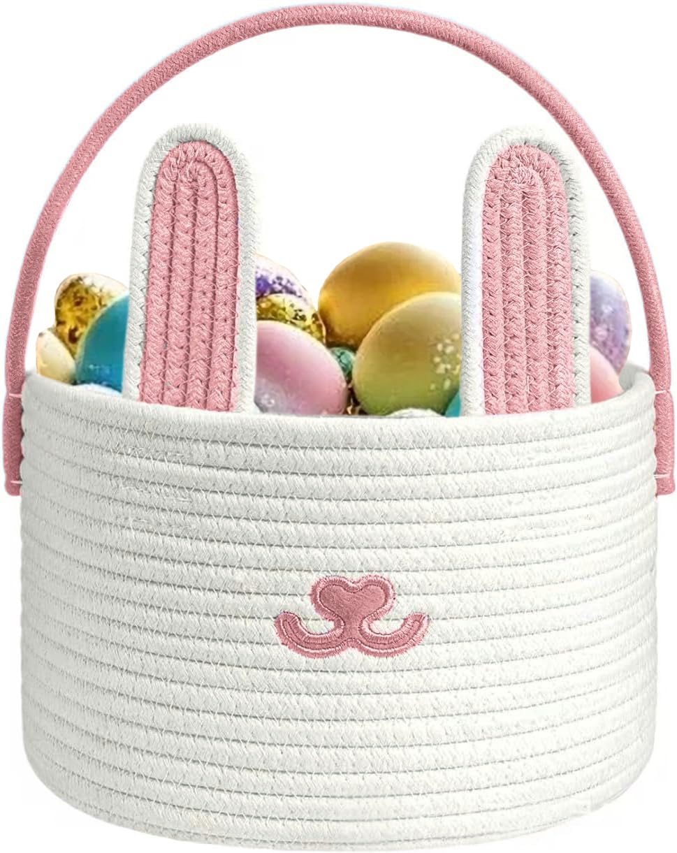 Poschnor cute Easter basket with bunny ears for egg hunts and festive décor.