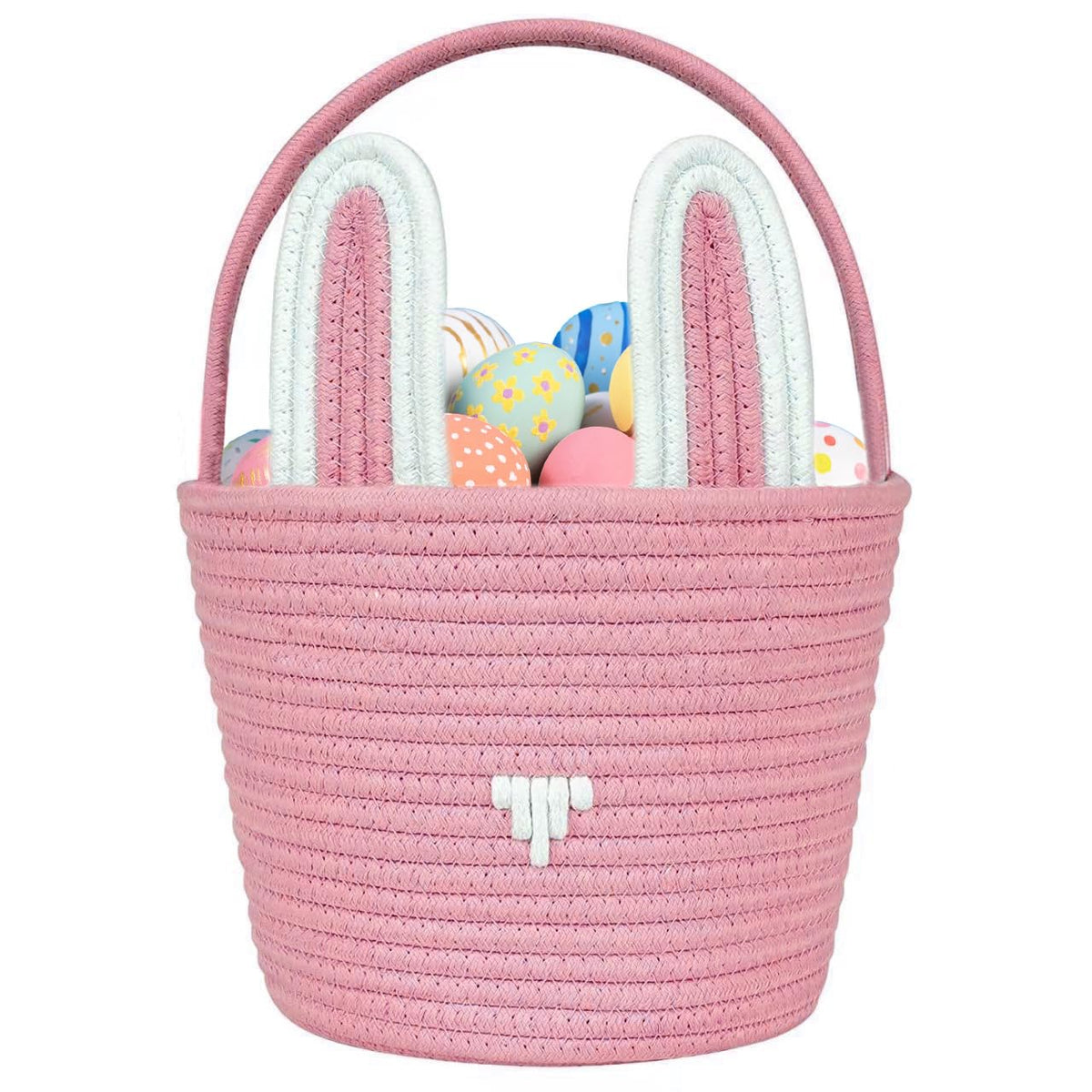 Poschnor Easter basket with bunny ears for egg hunts and home decor.