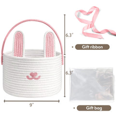 Poschnor Easter basket in pink cotton rope for safe toy and candy storage.
