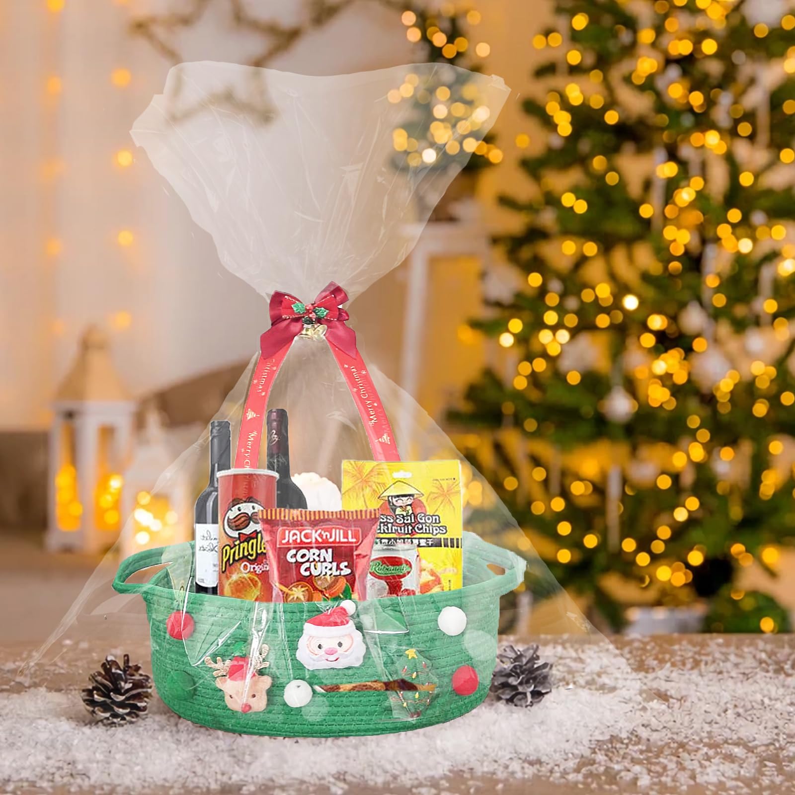 Poschnor festive basket measures 12x8x5 inches, decorative and practical.