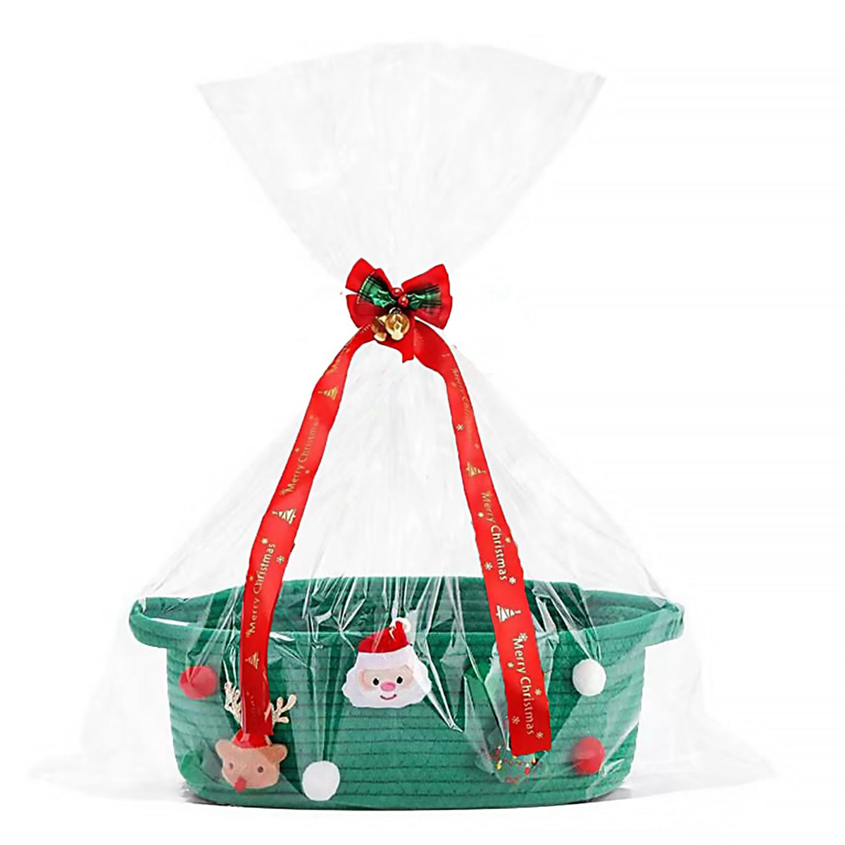 Poschnor gift basket empty for Christmas with festive colors and ready-to-gift presentation.