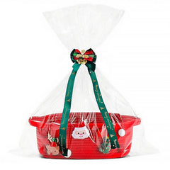 Poschnor gift basket red with festive colors, ready for holiday decor.