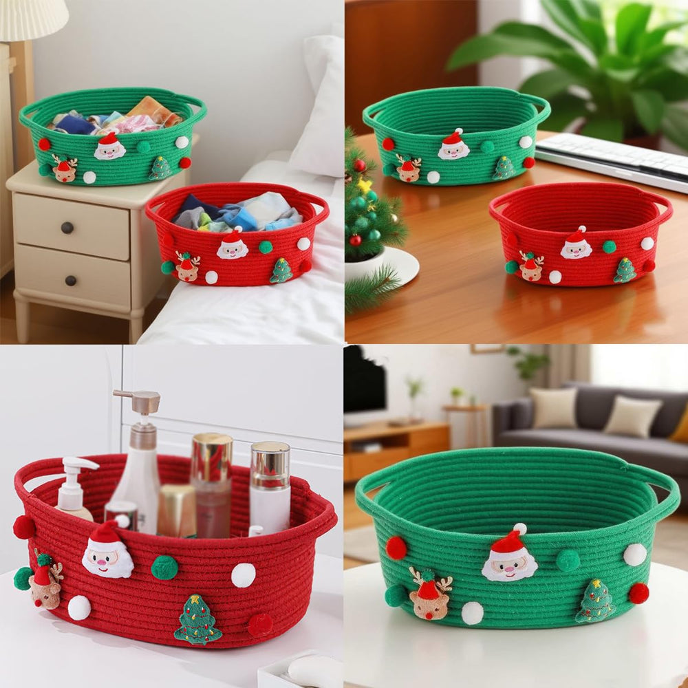 Poschnor holiday use-case basket with ribbons, great for baby or pet toys.