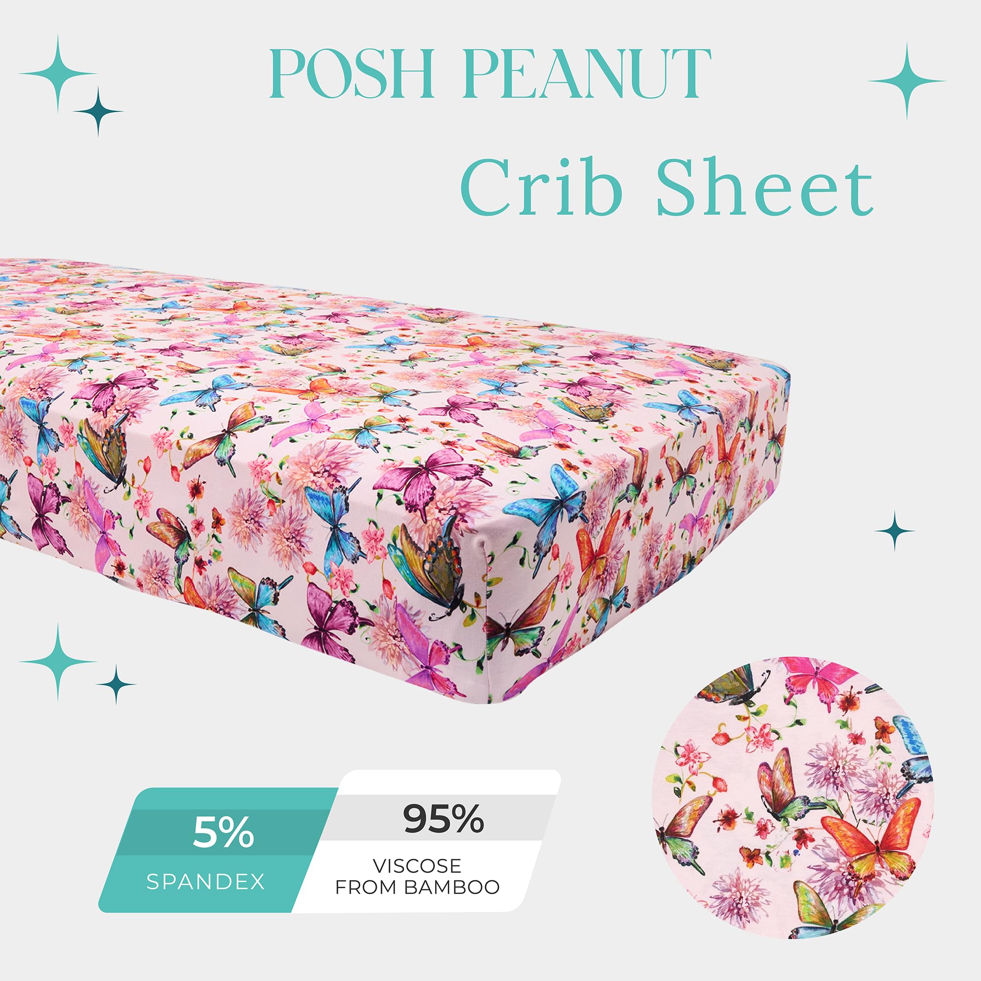 Posh Peanut bamboo crib sheet shows a soft texture great for sensitive skin.