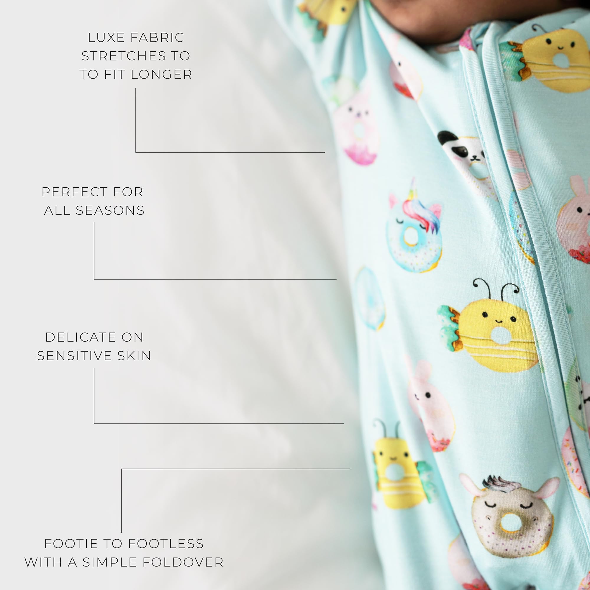 Posh Peanut bamboo viscose fabric provides breathable, buttery-soft comfort for baby skin.