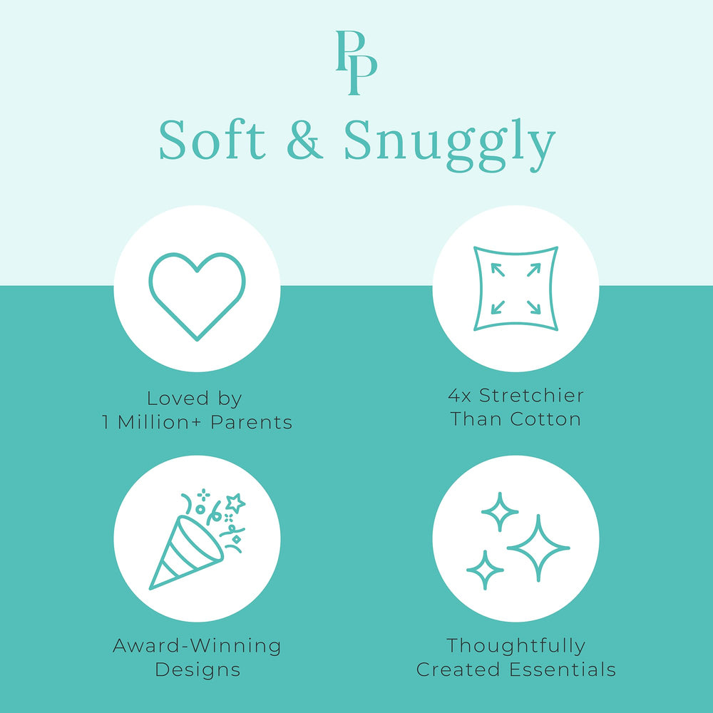 Newborn wearing fold-over mittens with Posh Peanut sleepwear for tiny hands.